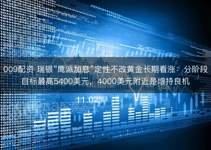 009配资 瑞银“鹰派加息”定性不改黄金长期看涨：分阶段目标最高5400美元，4000美元附近是增持良机